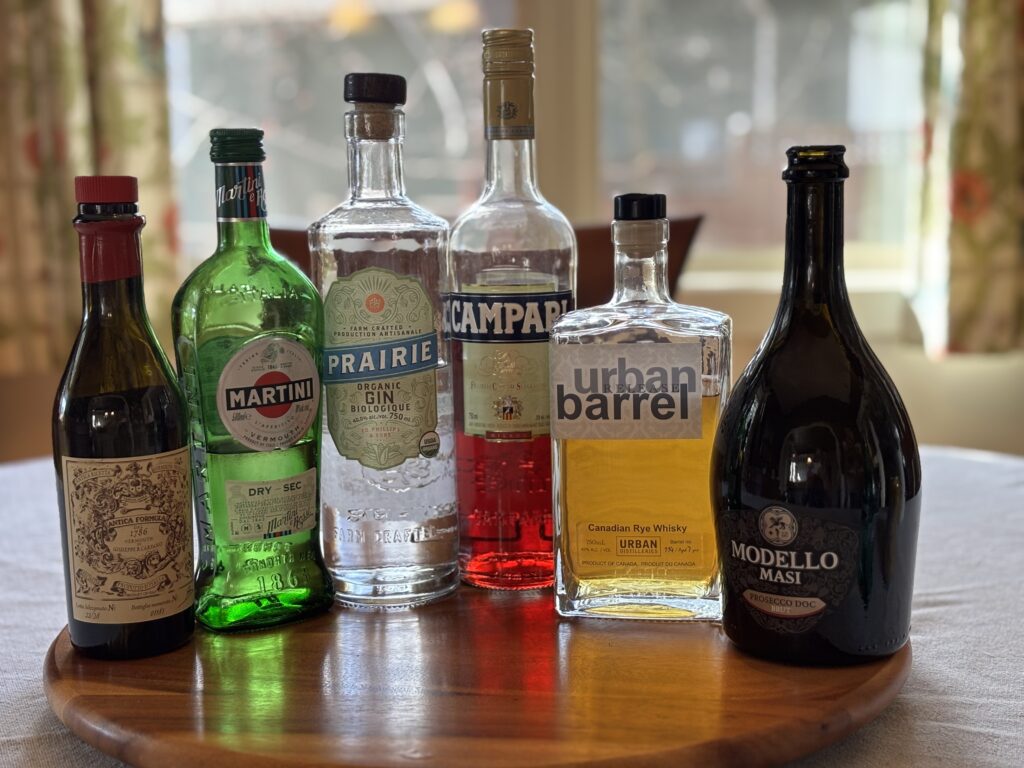 The 6 bottles of alcoholic beverages that we used in our tasting
